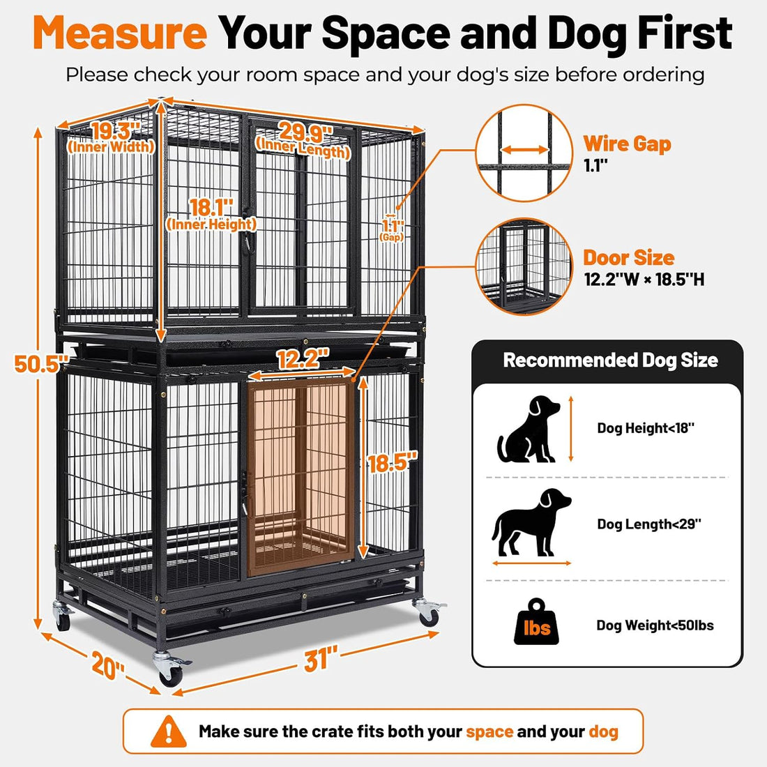 Homey Pet 31" Stackable Dog Crates