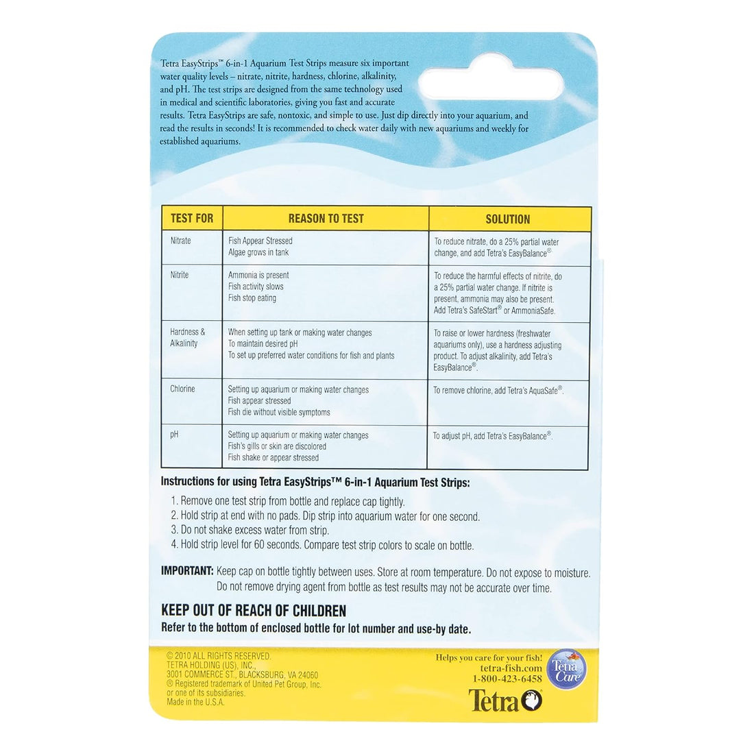 Tetra EasyStrips 6-in-1 Aquarium Water Test Strips, 25 Count