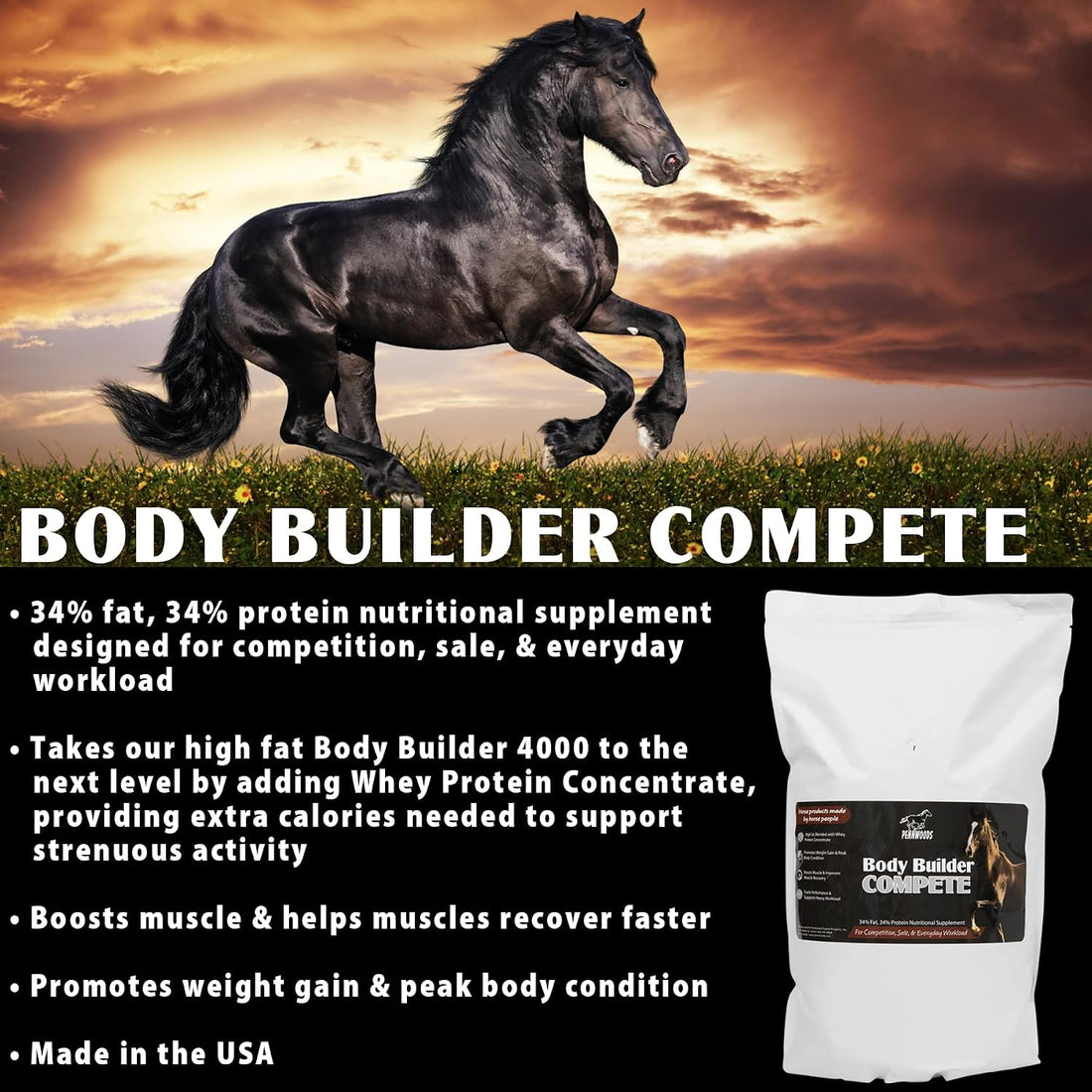Pennwoods Body Builder Compete Horse Weight Gain Supplement 11 lb Bag