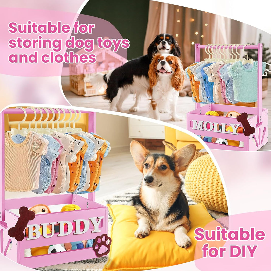 Teenyyou 20 x 13 x 9 Wooden Dog Closet Pet Wardrobe Crate Box