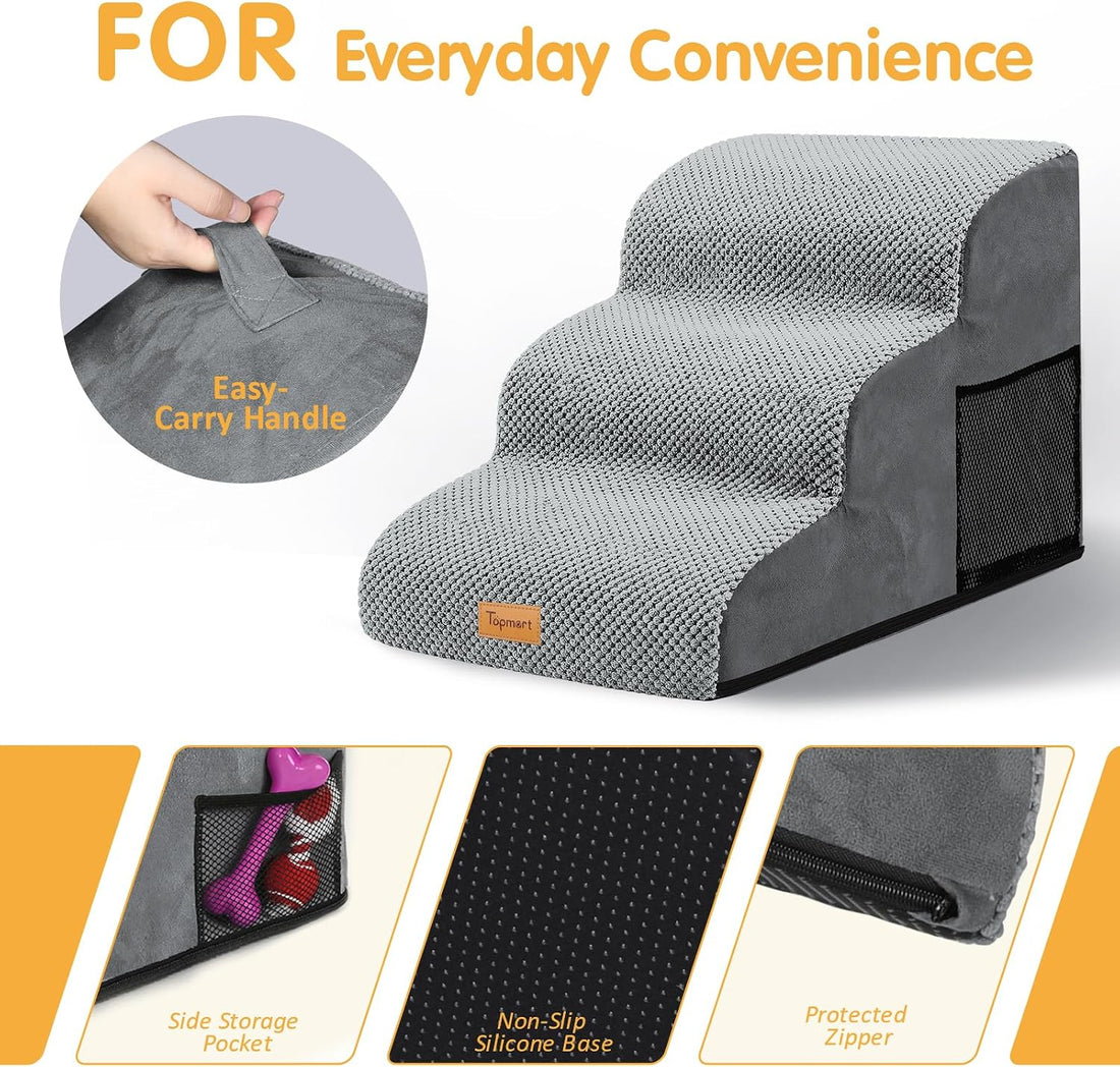 Topmart 3 Tiers Foam Dog Ramps/Steps,Non-Slip Pet Steps