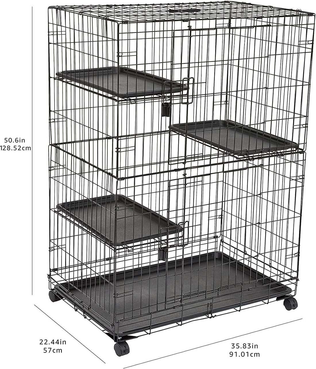 Large 3-Tier Cat Cage Playpen with Easy to Clean Removable Tray