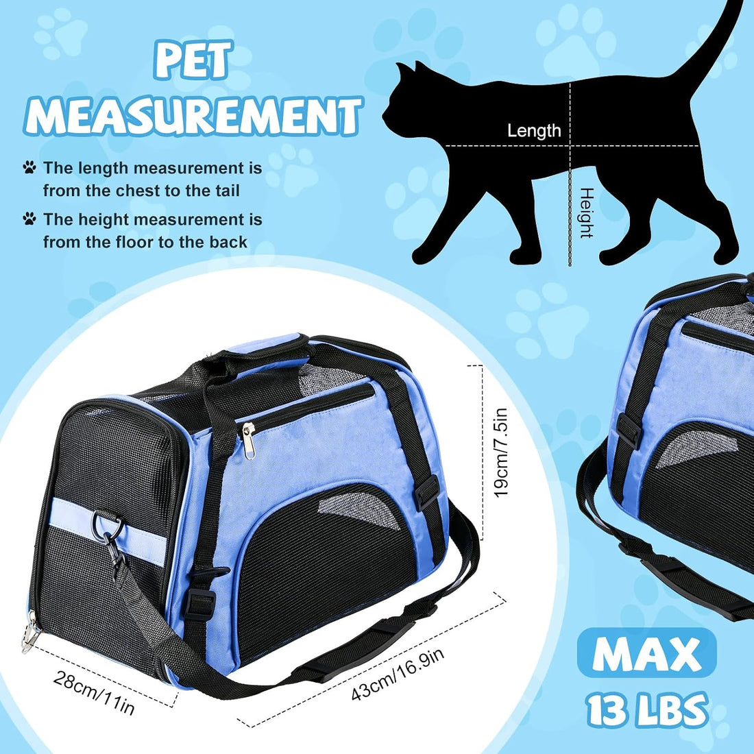 Sweetude 4 Pcs Cat Carrier Soft-Sided Pet Carrying Bag for Cat Under