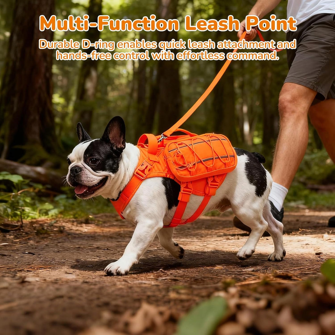 Large Dog Harness Backpack, No Pull Adjustable Dog Vest with Handle