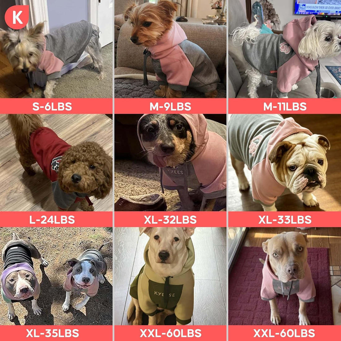 KYEESE Dog Hoodie Stretchy Dogs Winter Coat for Cold Weather Soft Dog