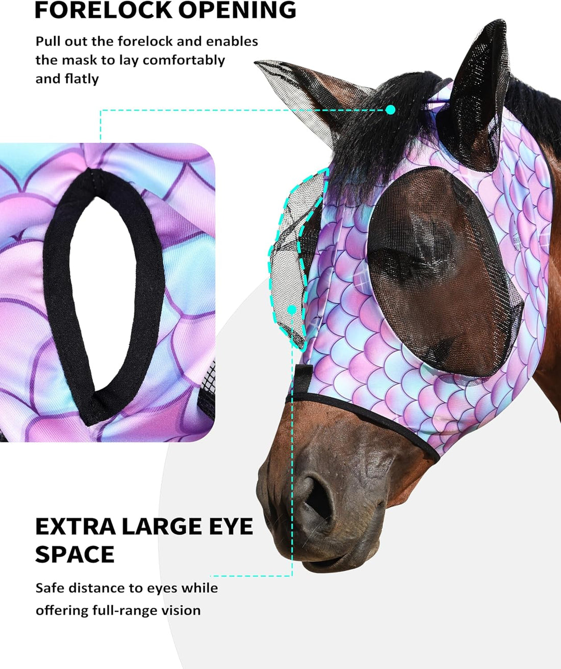 Harrison Howard Stretch Fly Mask with Forelock Opening and Patterns