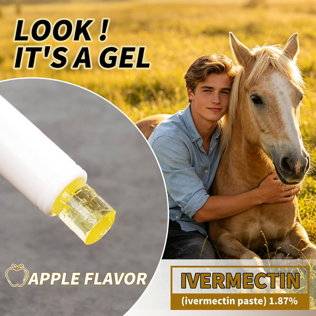 Equine Paste 1.87% | Apple Flavored – 6.08g Tube for Horses, 1-Pack