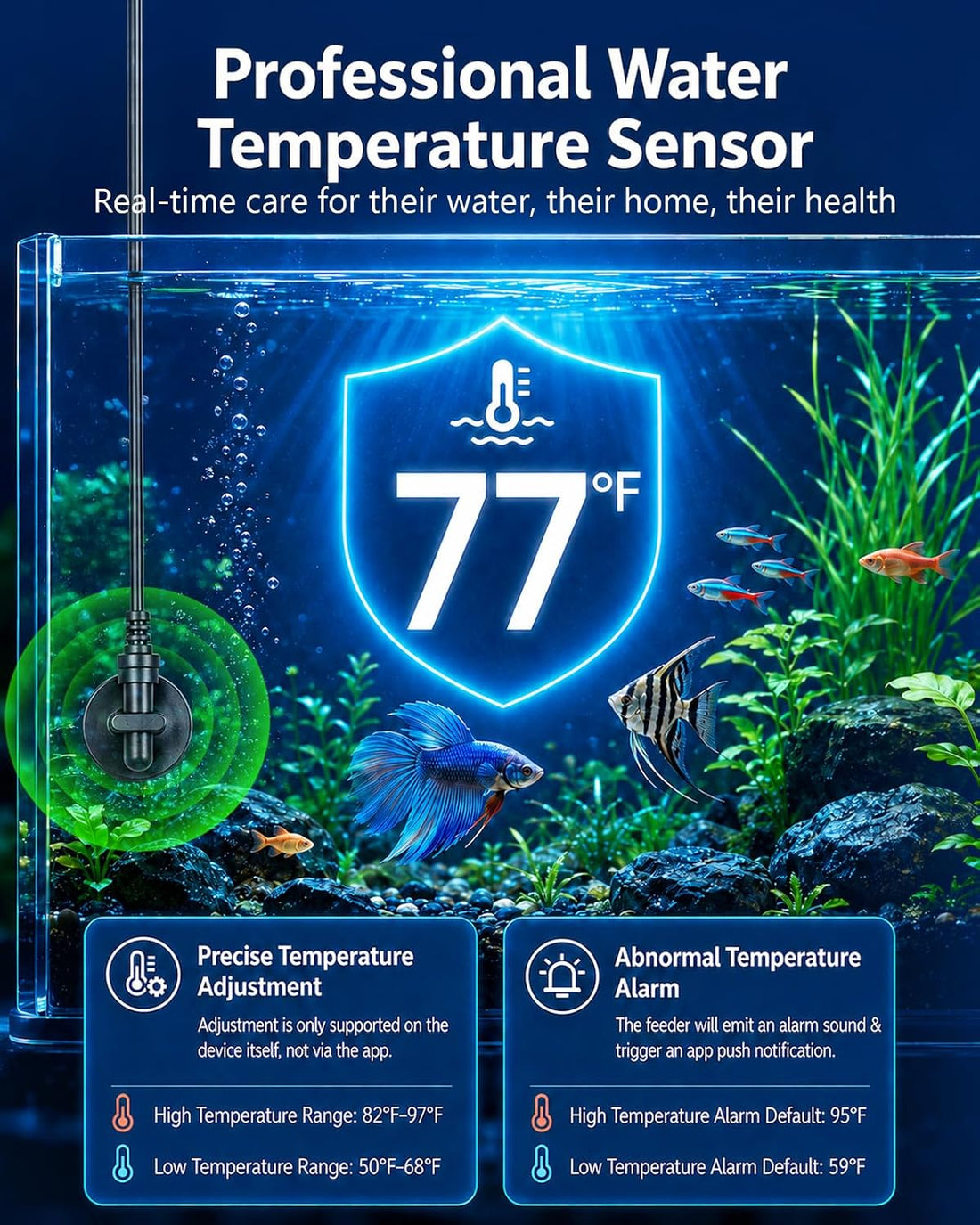 WiFi Automatic Fish Feeder for Aquarium with Temperature Monitoring