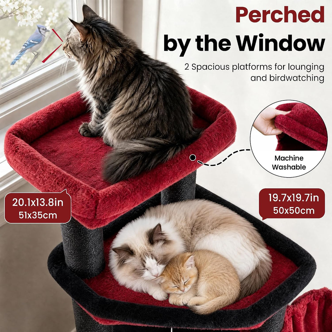 Heavy Duty Large Cat Tree Tower, Extra Wide Cat Scratching Posts