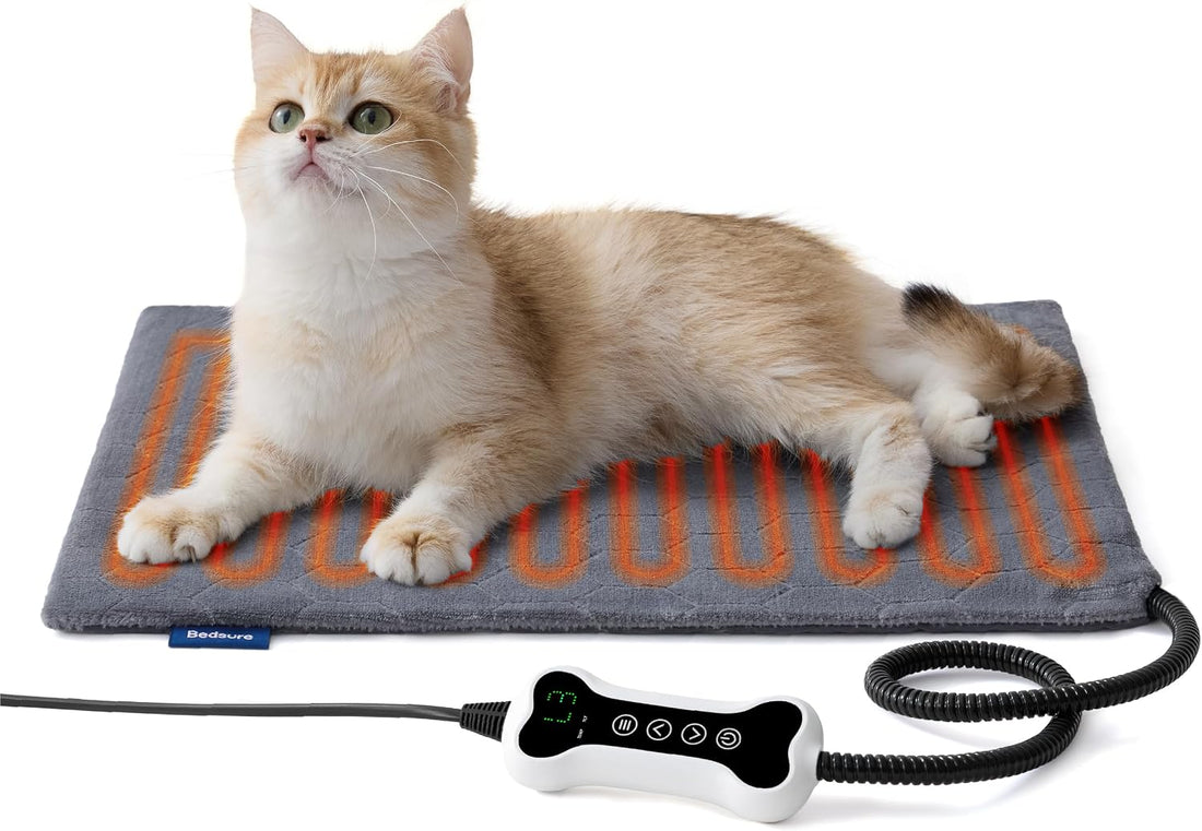 Bedsure Heated Cat Bed, Adjustable Temperature Cat Heating Pad,18x16in