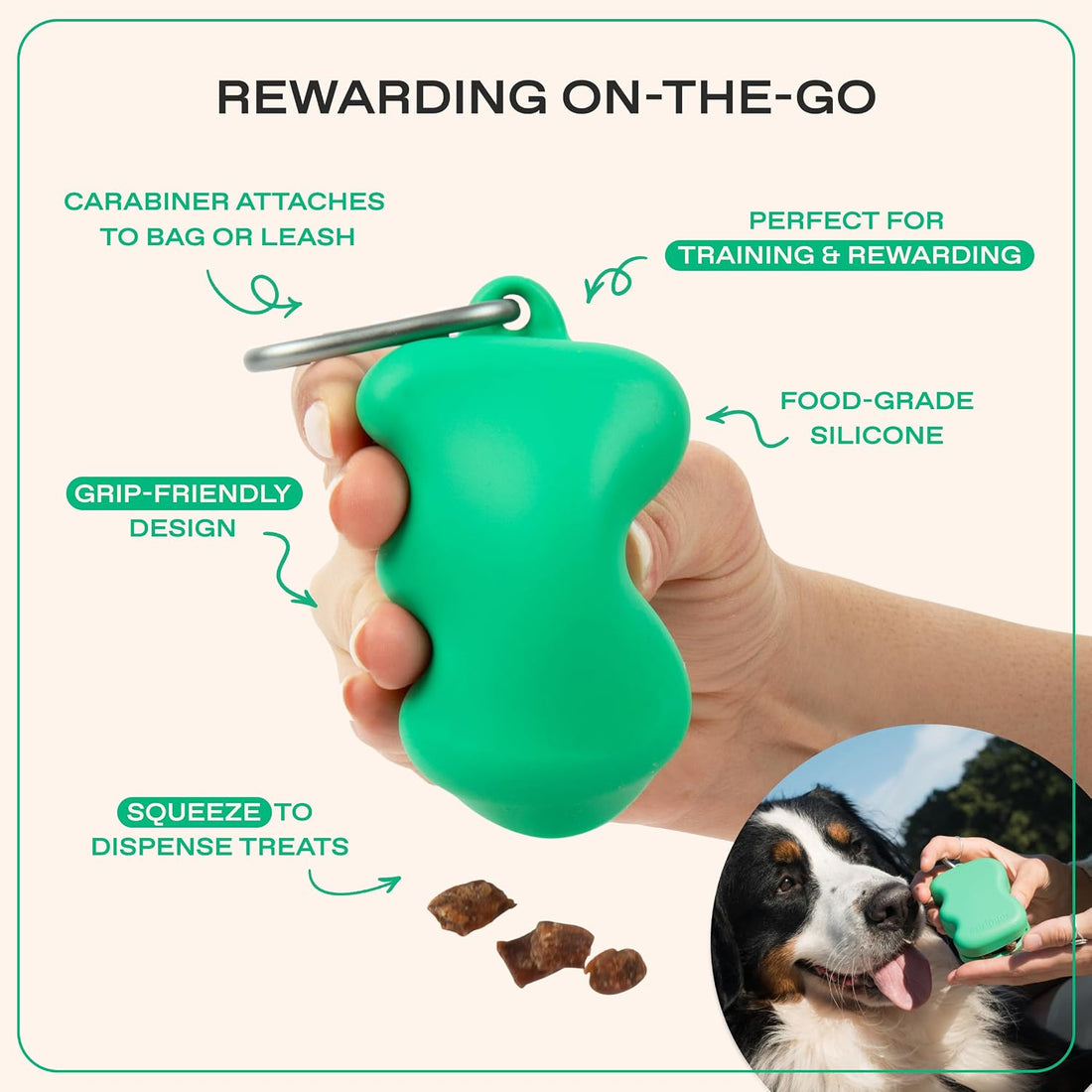 Springer Dog Treat Pouch for Effort-Free Squeeze Dispensing