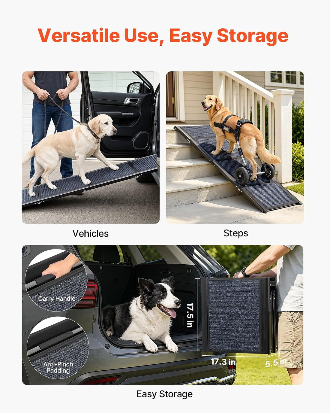 VEVOR Dog Ramp for Cars, 63" L x 17" W