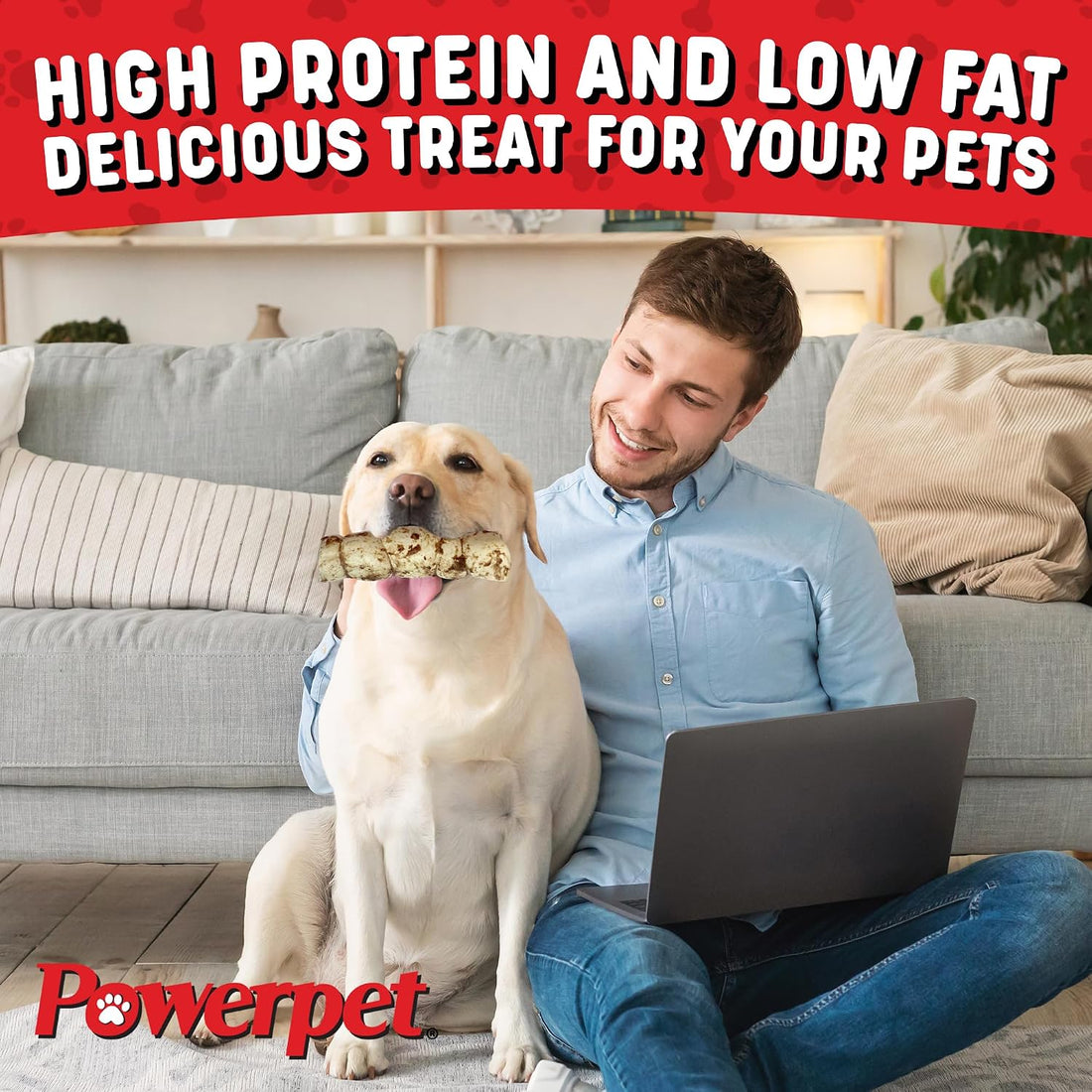 Powerpet Treats Bully Beef Cheek Rolls for Dogs - Bully Sprinkled, 1pc