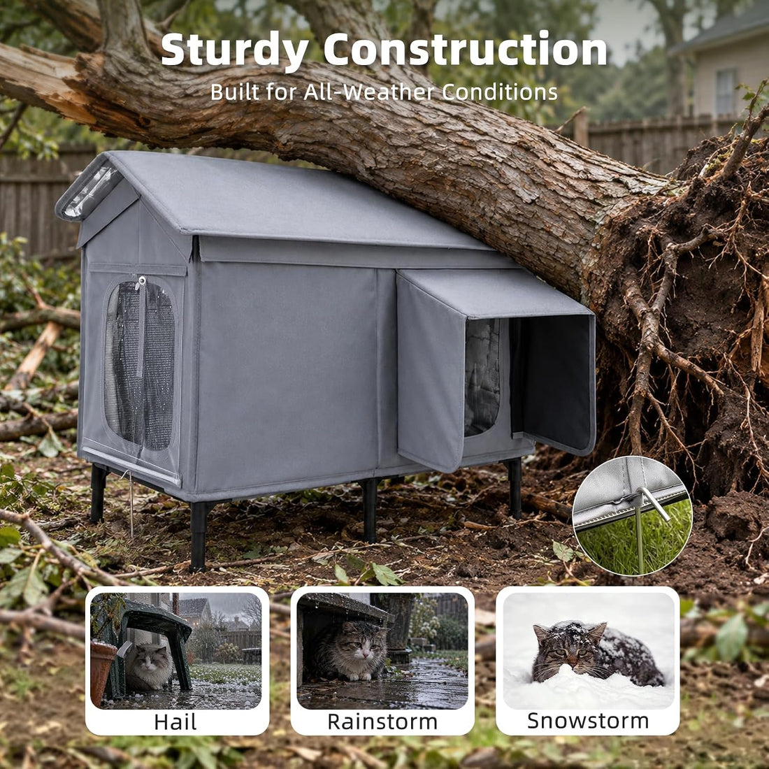 GASUR Heated Outdoor Cat House Weatherproof,Insulated Cat House