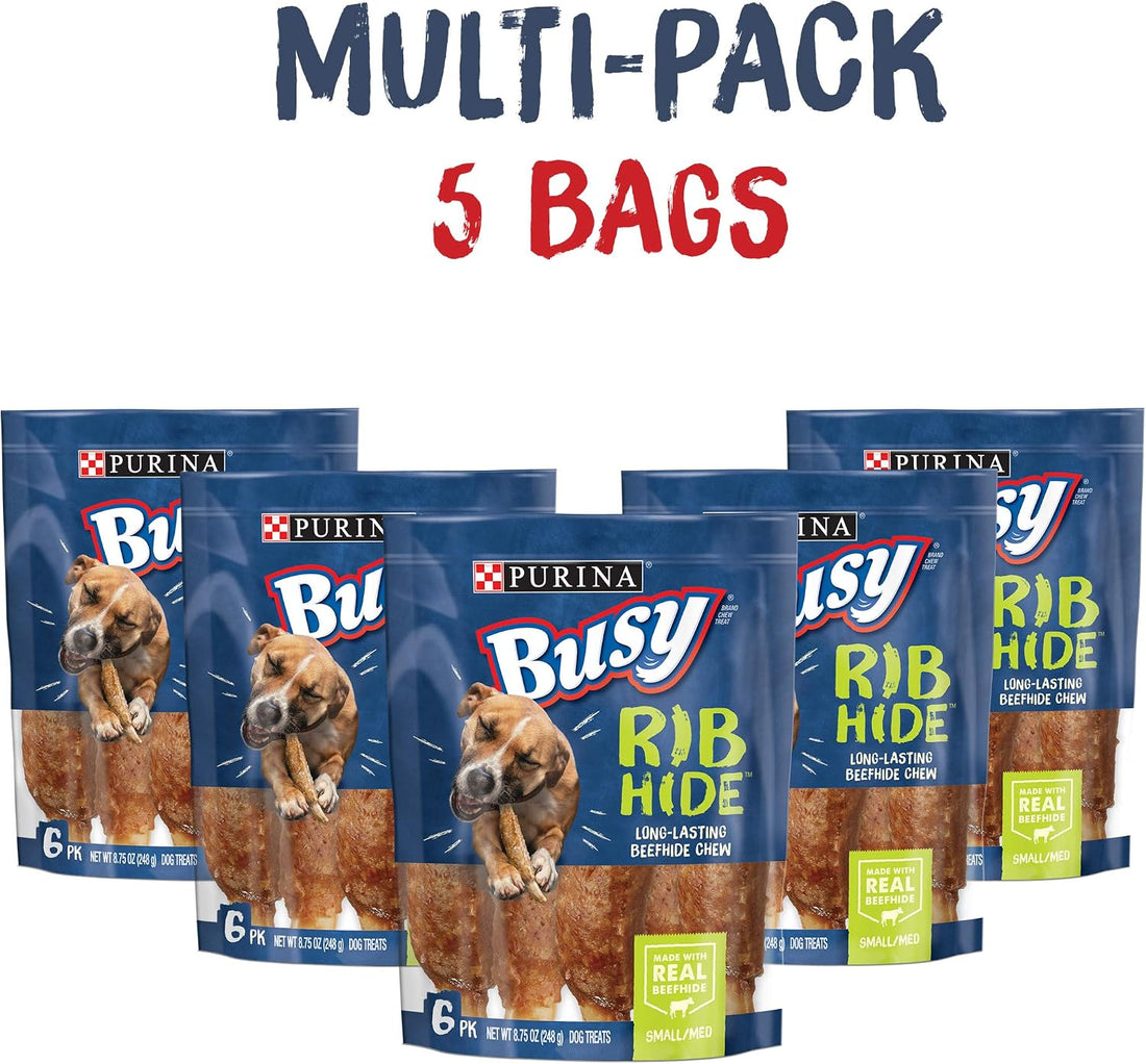Purina Busy Small/Medium Breed Dog Rawhide Treat, Rib Hide