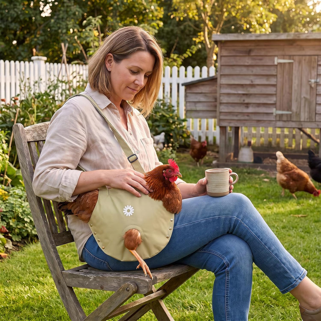 Chicken Sling Carrier with Shoulder Strap, Hen Holder Bag, 1-Pack