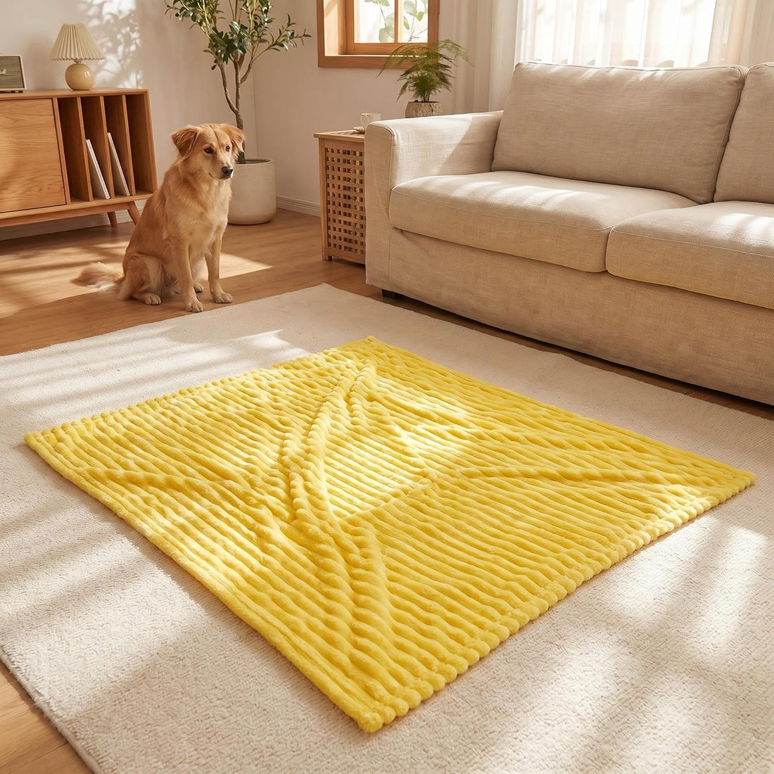 Emotional Support Blanket Yellow Dog Blanket for Dogs