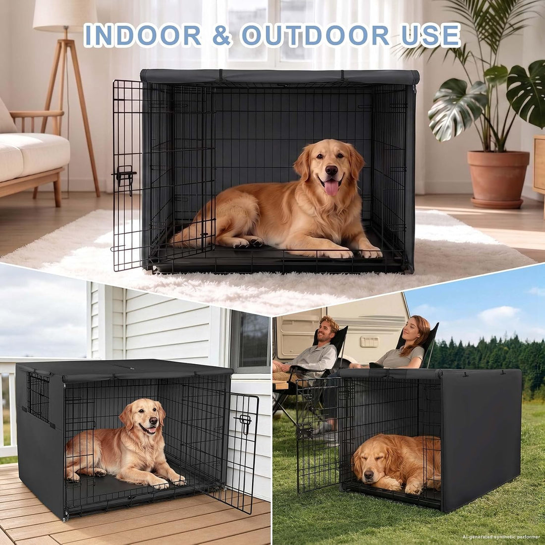 Explore Land Dog Crate Cover Heavy Duty Polyester Pet Kennel Sunshade