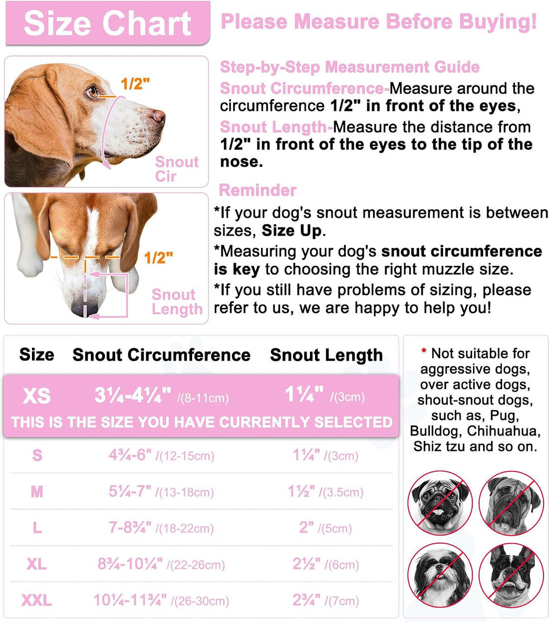 LUCKYPAW Mesh Dog Muzzle for Small Medium Dogs to Prevent Biting