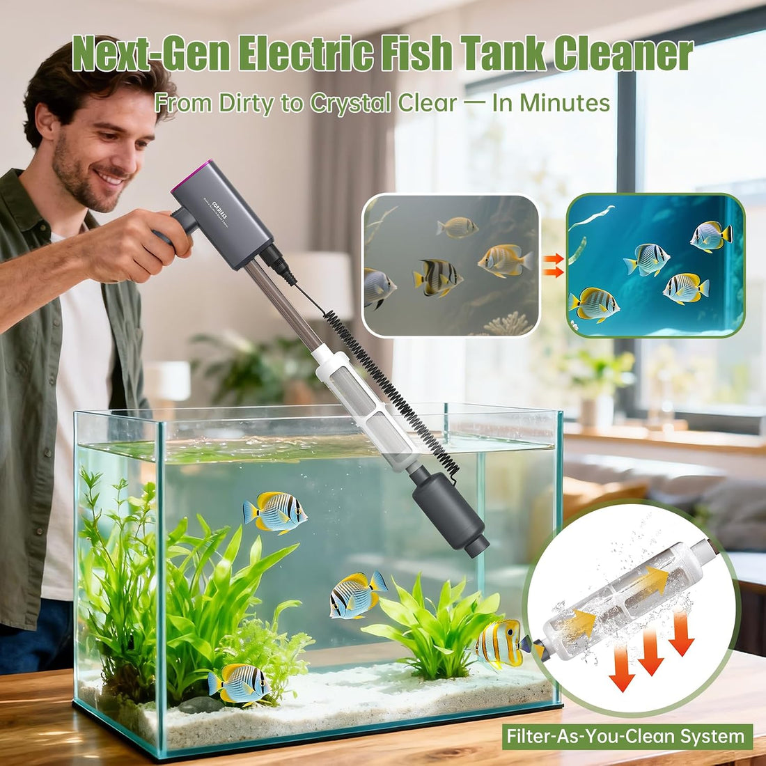 Cordless Aquarium Gravel Cleaner Vacuum