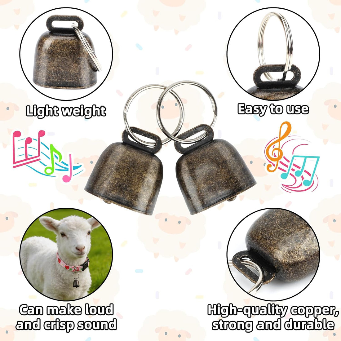 2 Pack Goat Collars with Bells，Fruit Adjustable Nylon Collar Set
