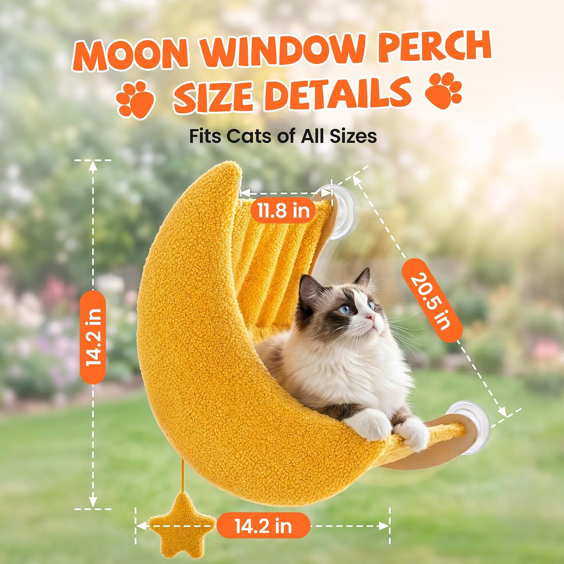 Cat Window Perch Moon Shape, Large Window Cat Bed Washable
