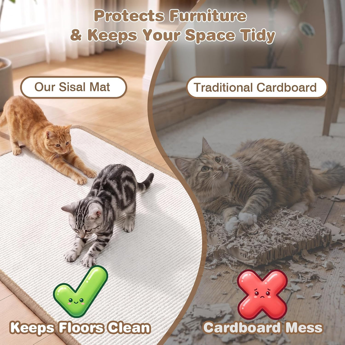 Sisal Cat Scratching Mat: 31.5"x23.6" Large Scratch-Resistant Pad