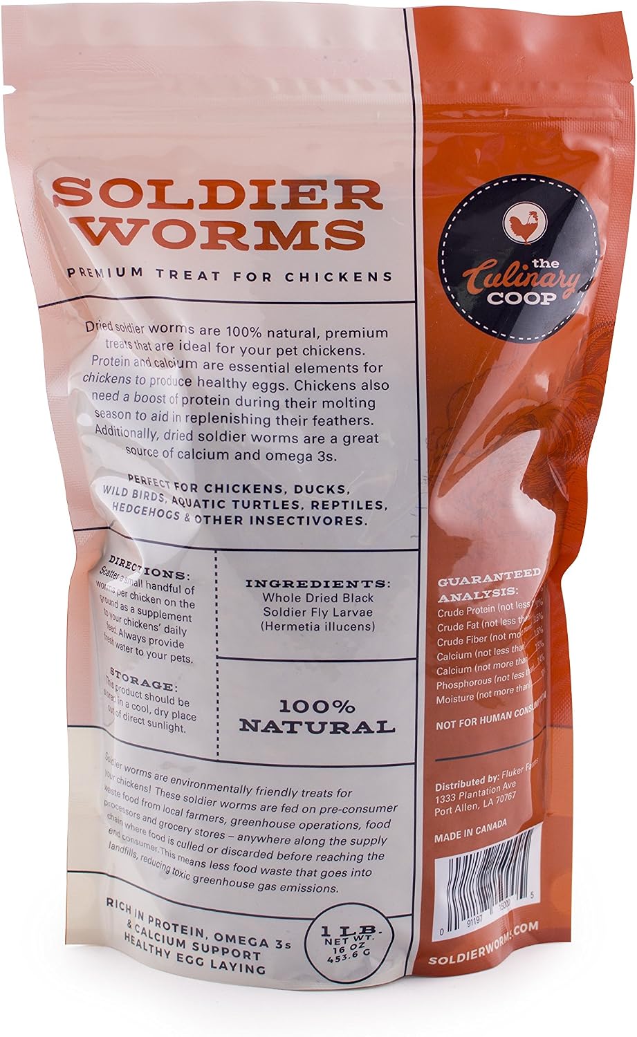 Fluker's Culinary Coop Premium Chicken Treats, Dried Soldier Worms