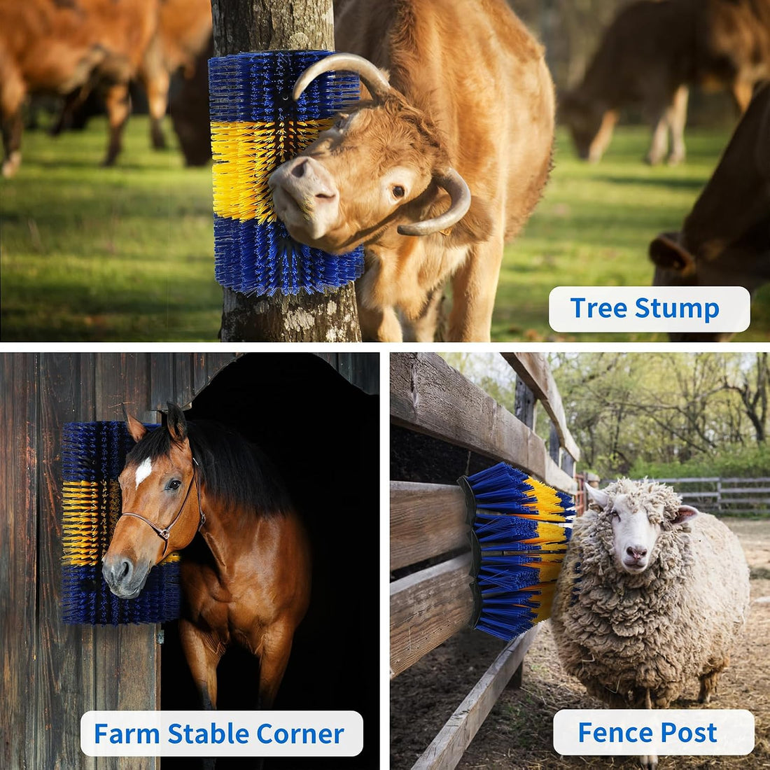 Livestock Scratching Brush, 4PCS Upgraded Cattle Scratcher with 24