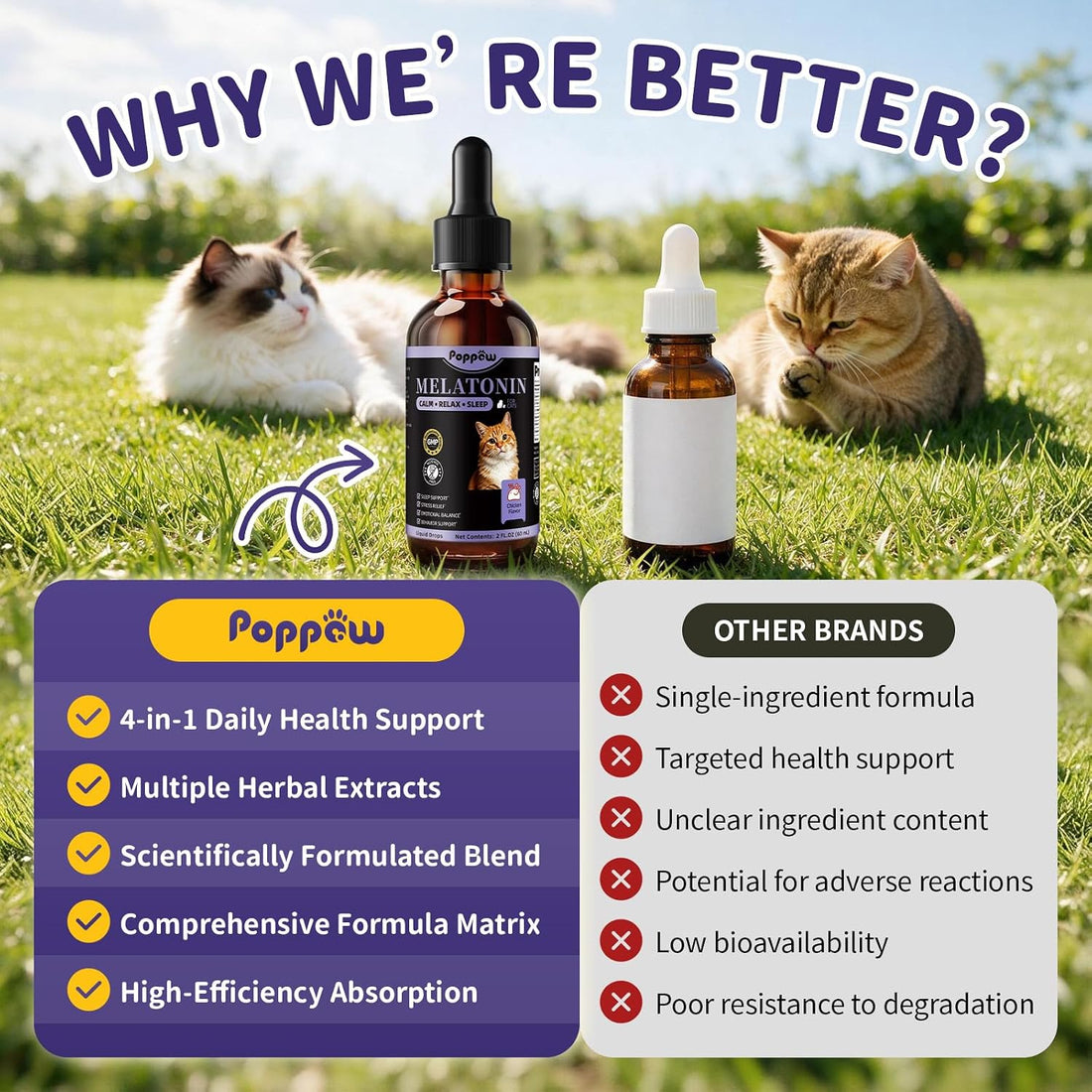 Melatonin Drops for Cats, Cat Calming for Sleep, 2 Fl oz
