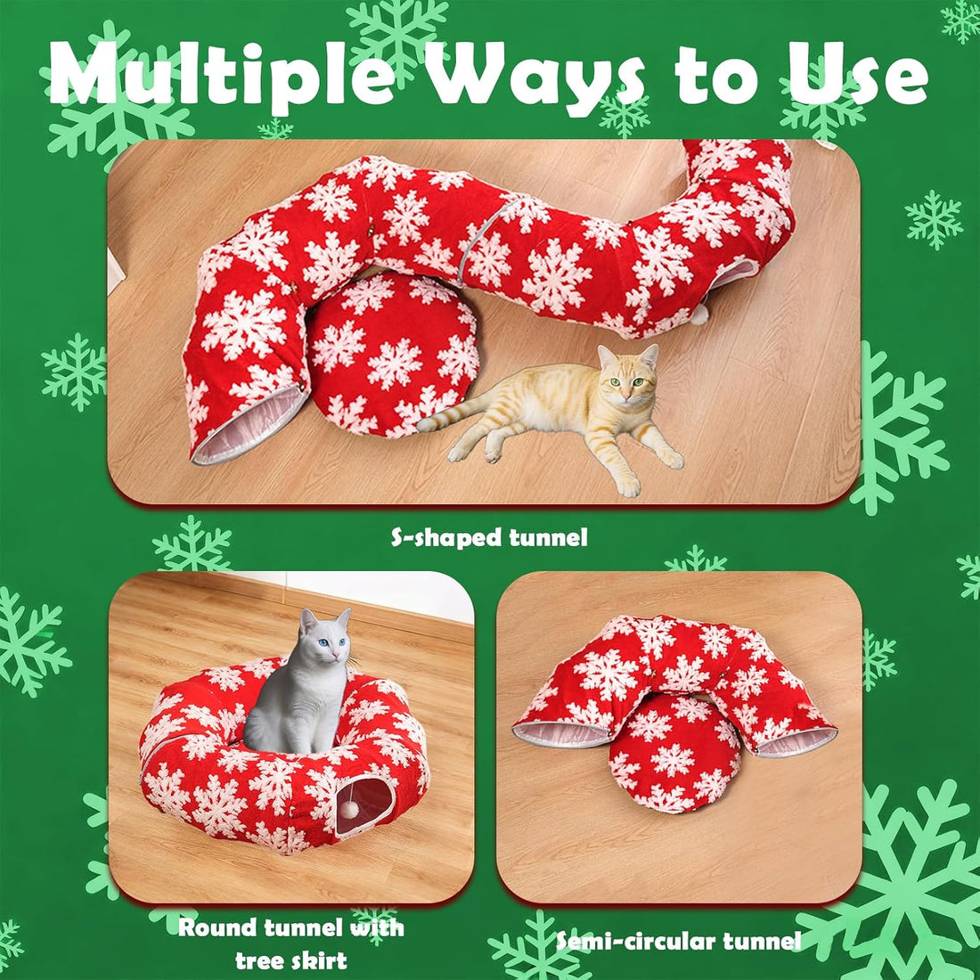 Cat Tunnel Christmas Tree Skirt,Christmas Tree Cat Tunnel for Indoor