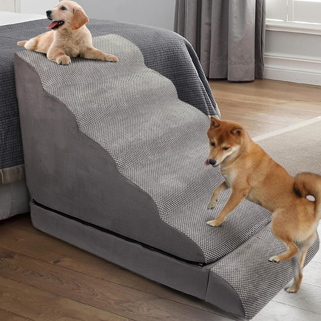 Dog Stairs for High Beds 30-36" H 6-Step Pet Stairs for Large Dogs