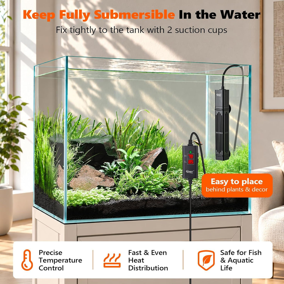 hygger 150W Submersible Aquarium Heater, Adjustable Fish Tank Heater