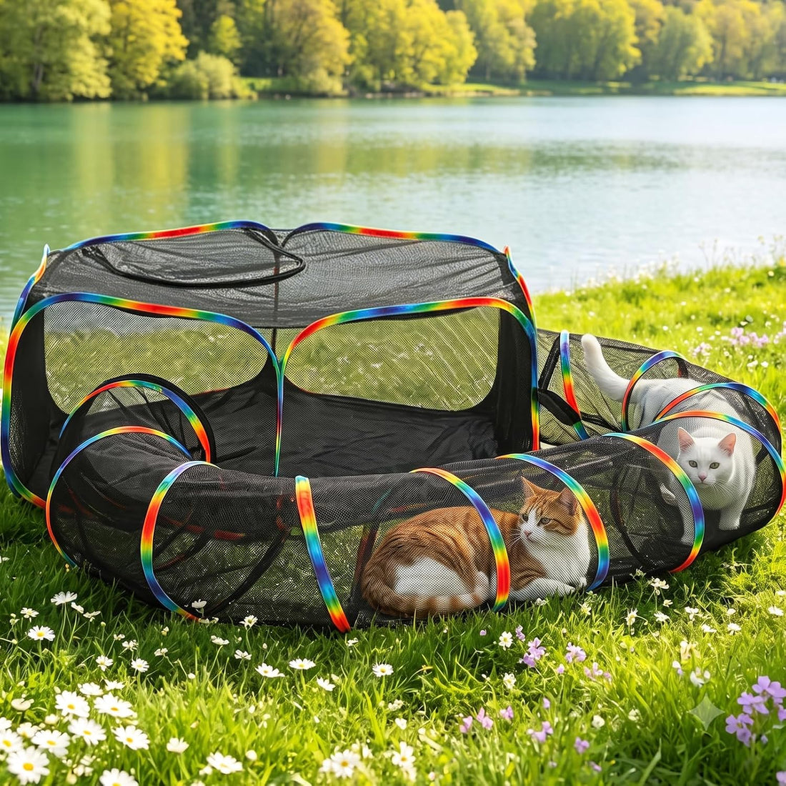 PAWZ Road Outdoor Cat Tunnel Portable Catio 2 in 1 Cat Tent & Play