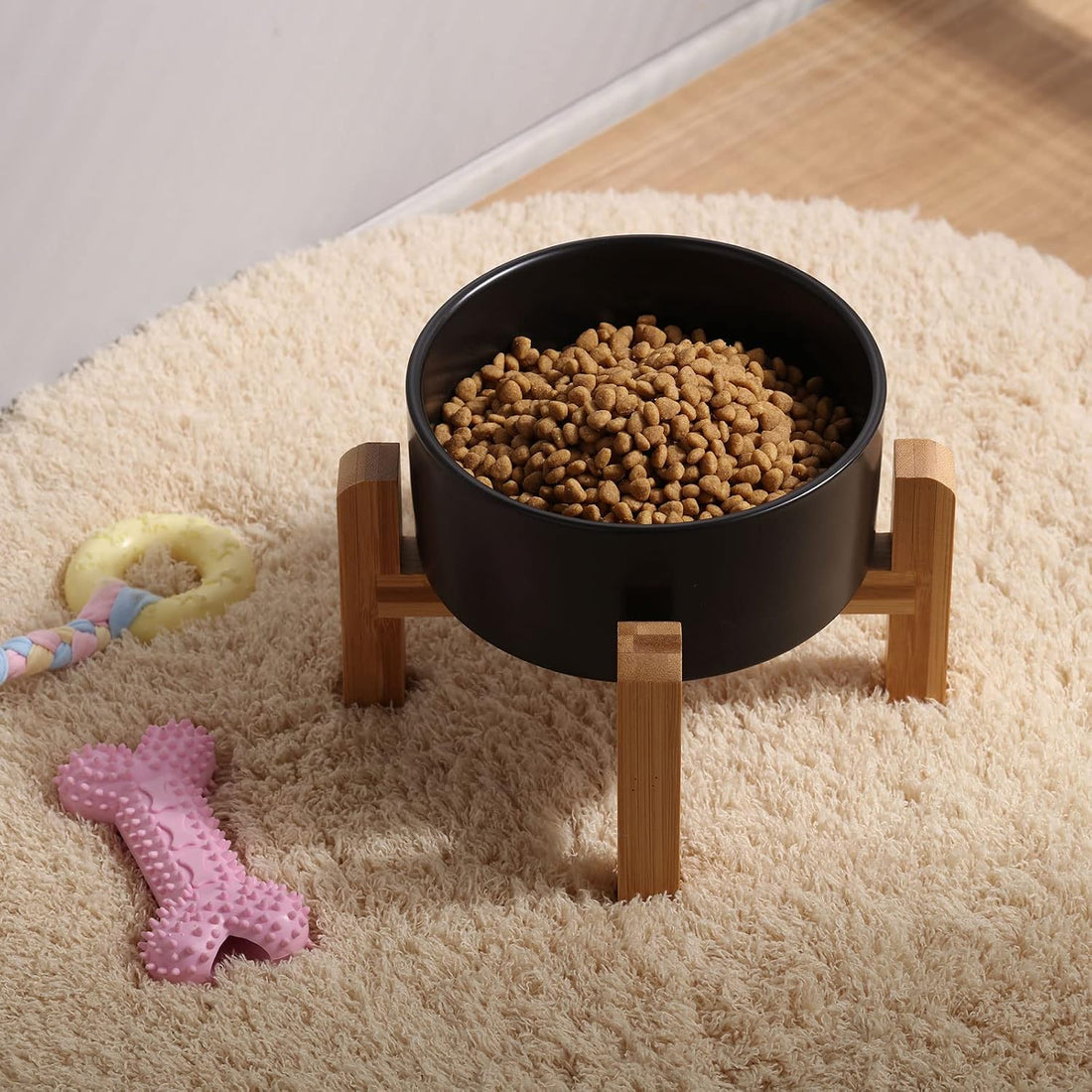 Petygooing Black Elevated/Raised Ceramic Dog Bowl for Small Breeds