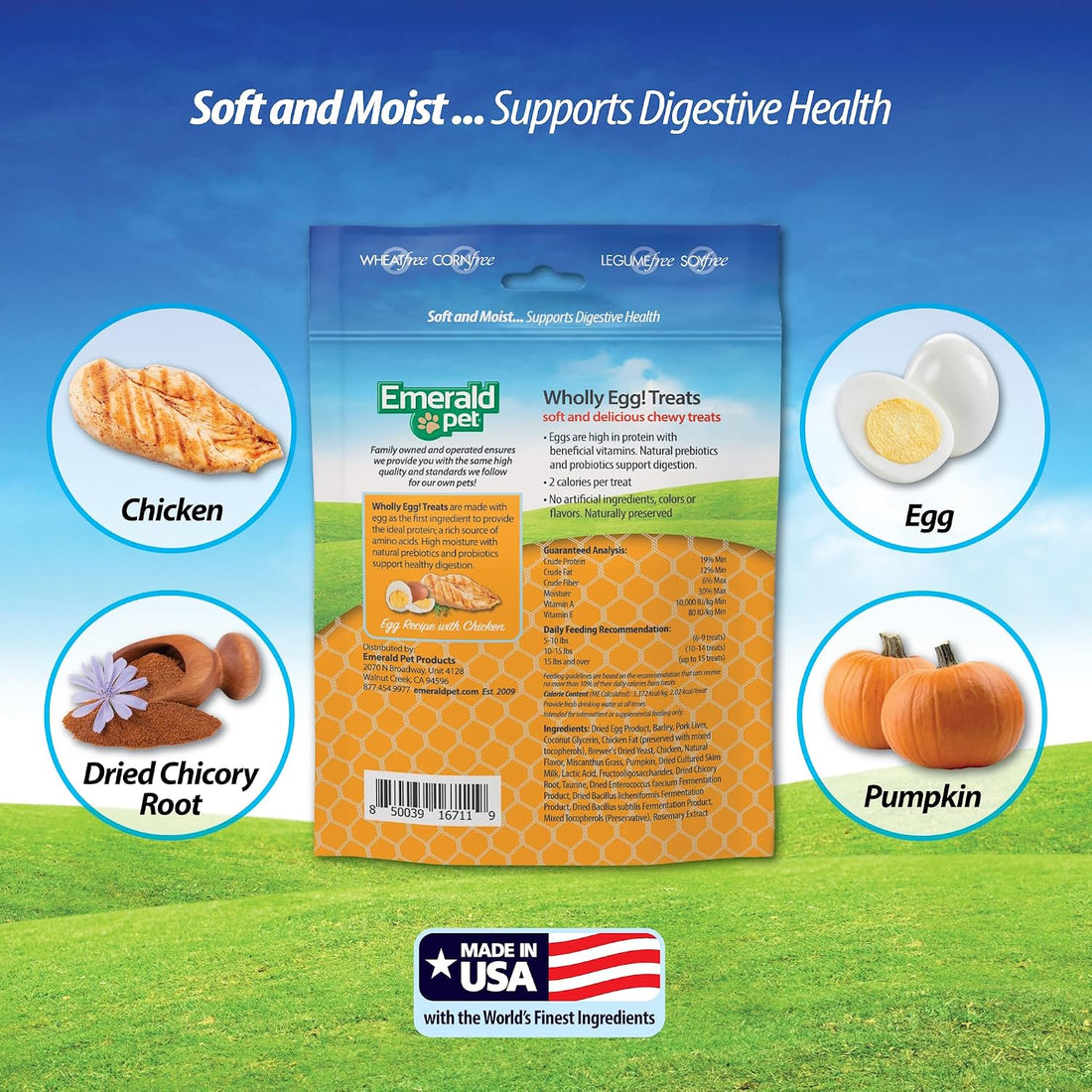 Emerald Pet Wholly Egg Cat Treats for Digestive Health