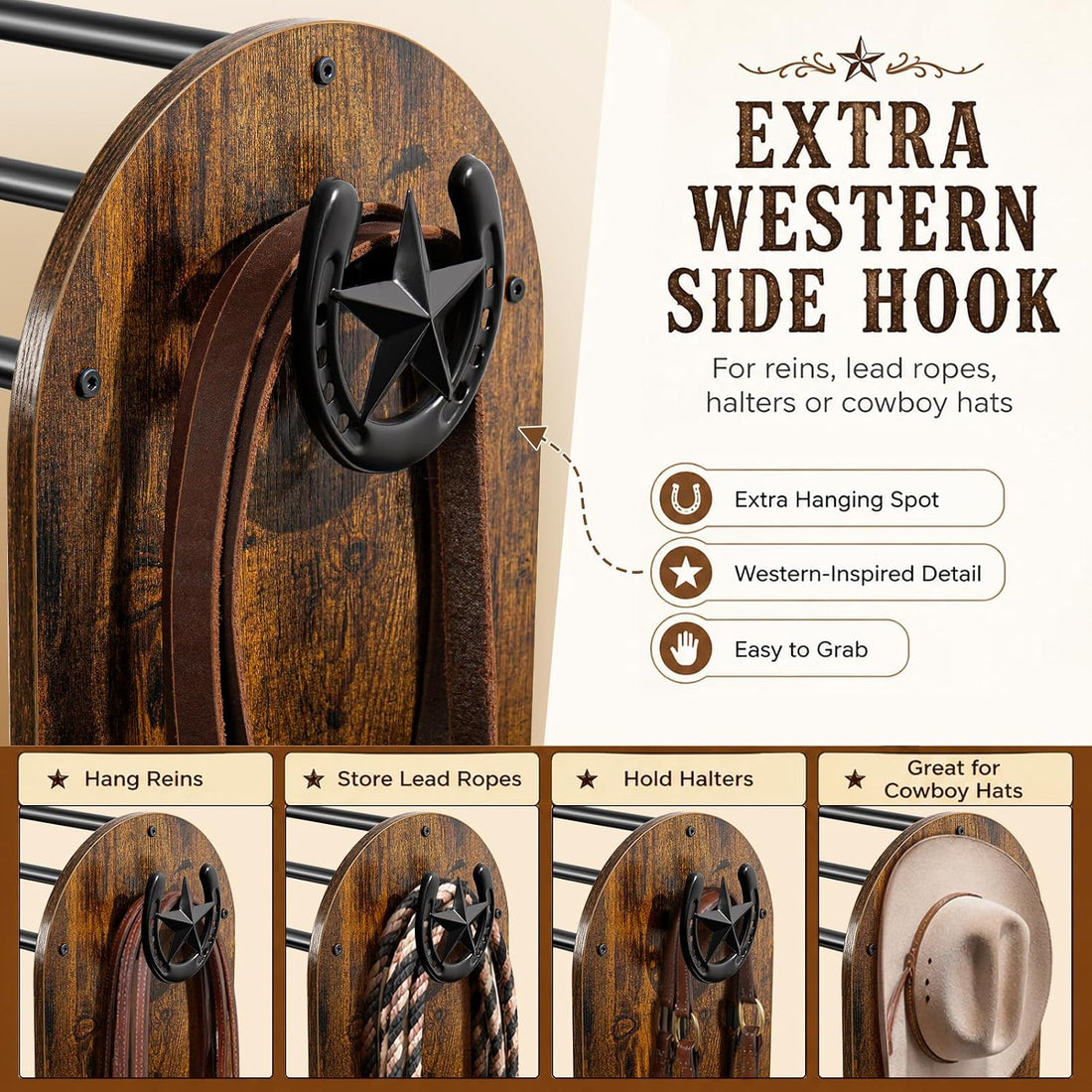 Saddle Rack Stand, Freestanding Horse Saddle Holder with Mesh Shelf