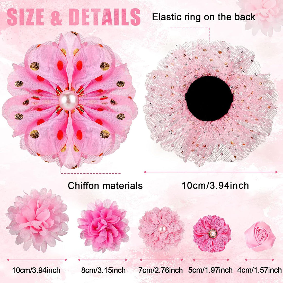 Hoteam 50 Pcs Dog Flower Collar Dog Collar Bows Pet Bow Charms Set