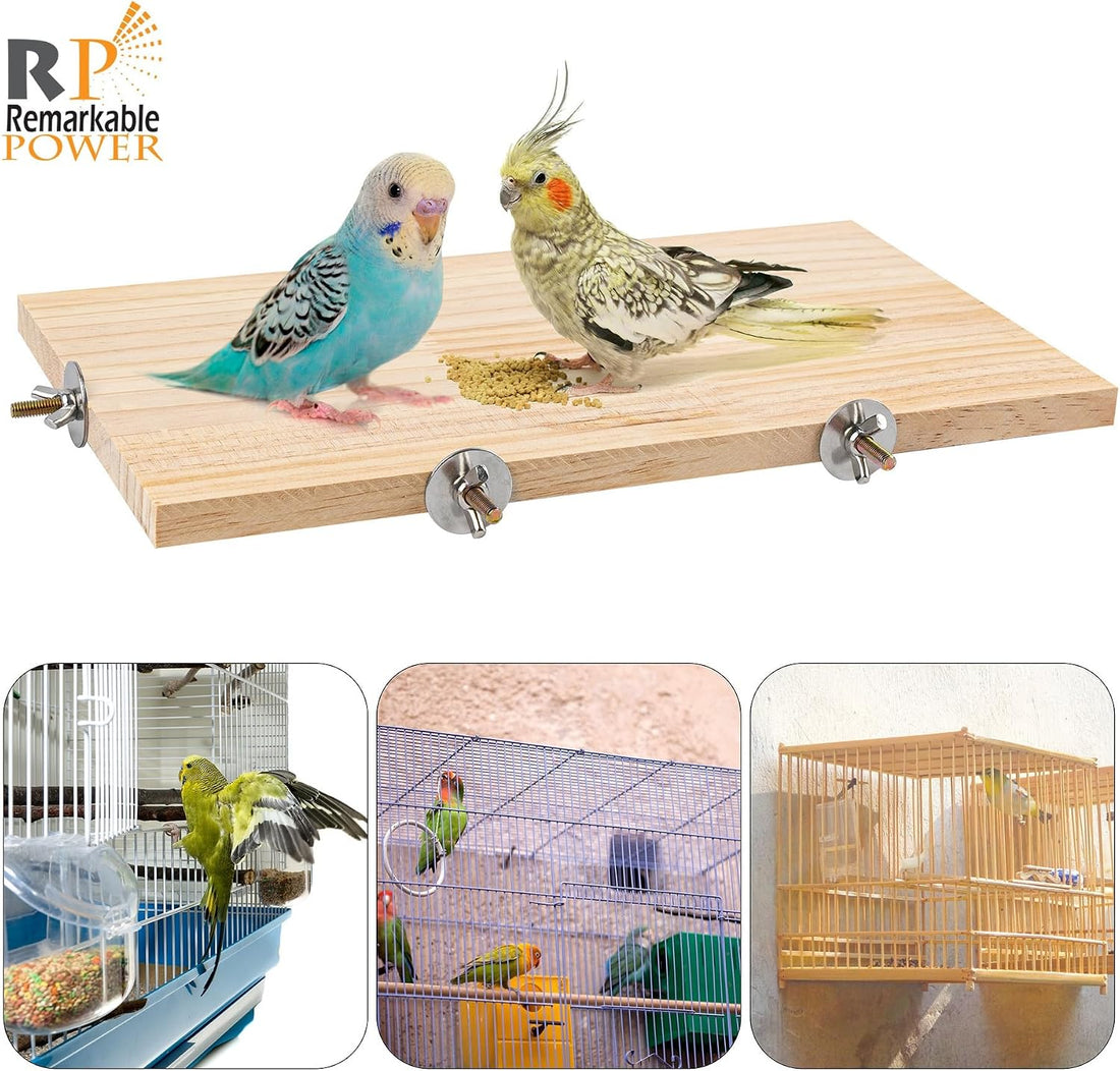 2 Pack Large Bird Perch Stand 13.8x7.9 Inch Wooden Parakeet Platform