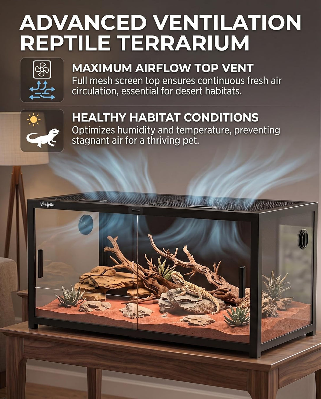68 Gallon Reptile Tank, Reptile Enclosure Front Sliding Door