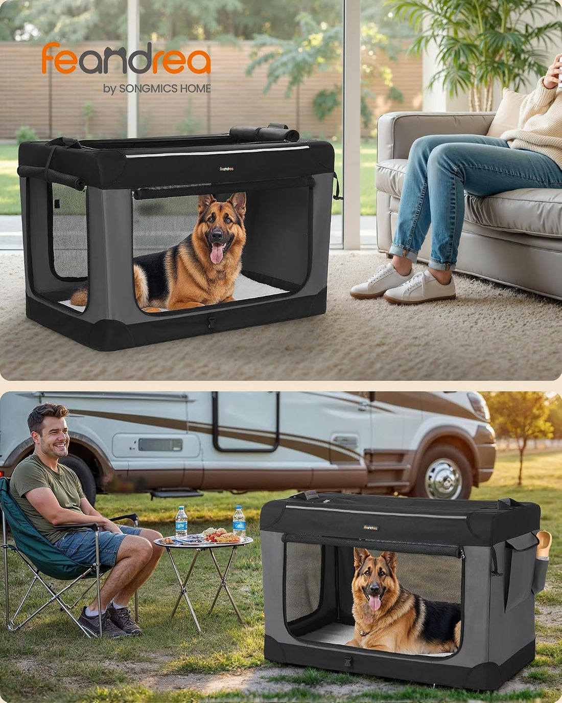 Feandrea Collapsible Dog Crate, Portable Oxford Fabric Pet Carrier