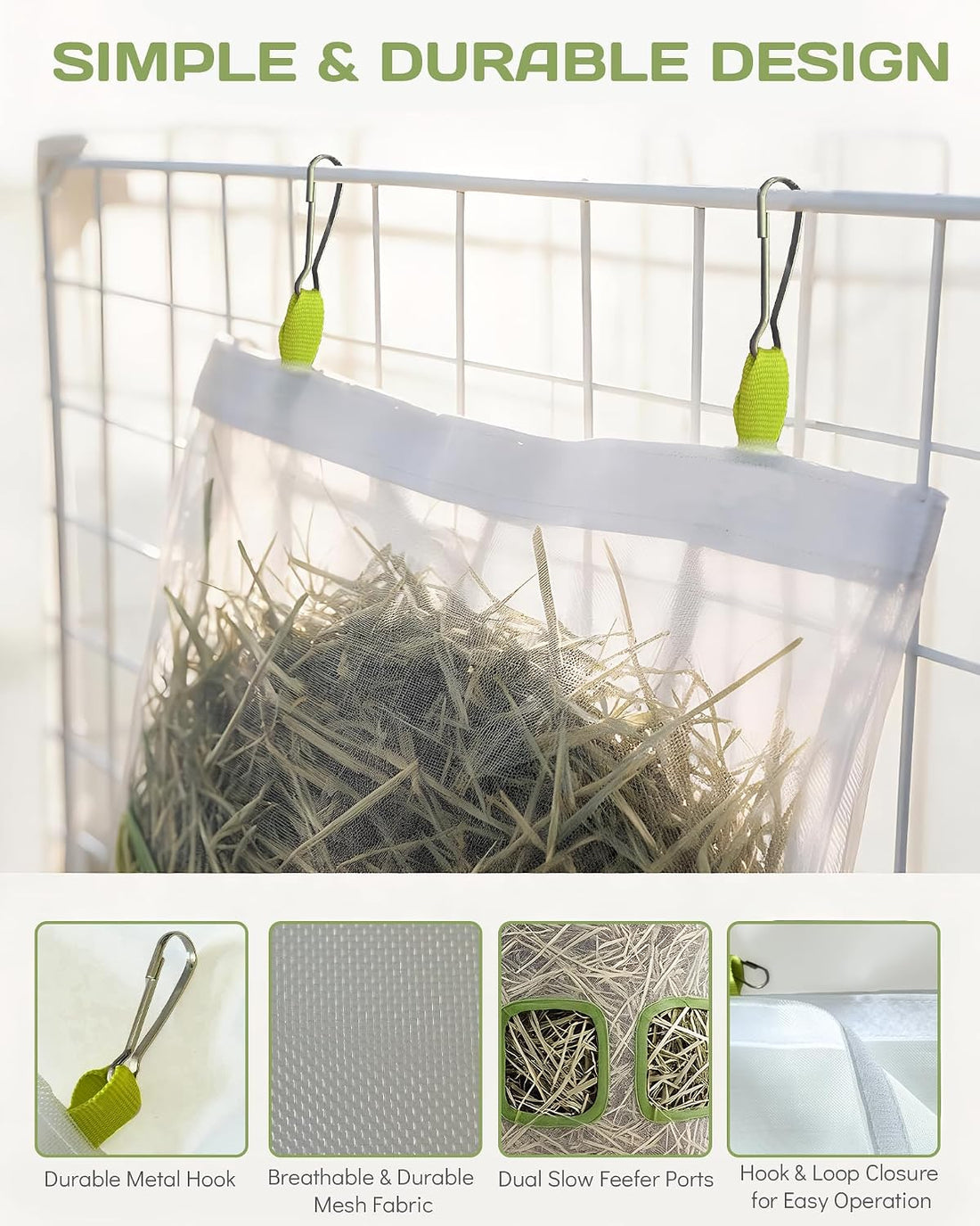 2Pcs Mesh Rabbit Hay Feeder Bag for Bunny, Guinea Pigs, Chinchillas