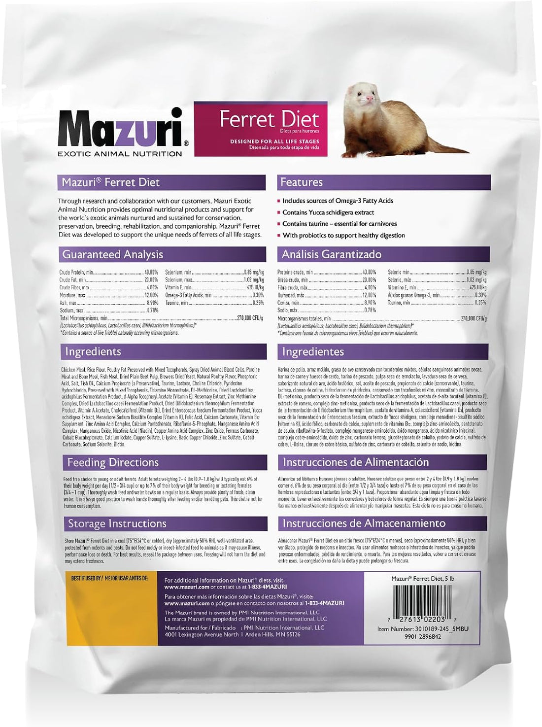 Mazuri | Ferret Food | 5 Pound (5 LB) Bag