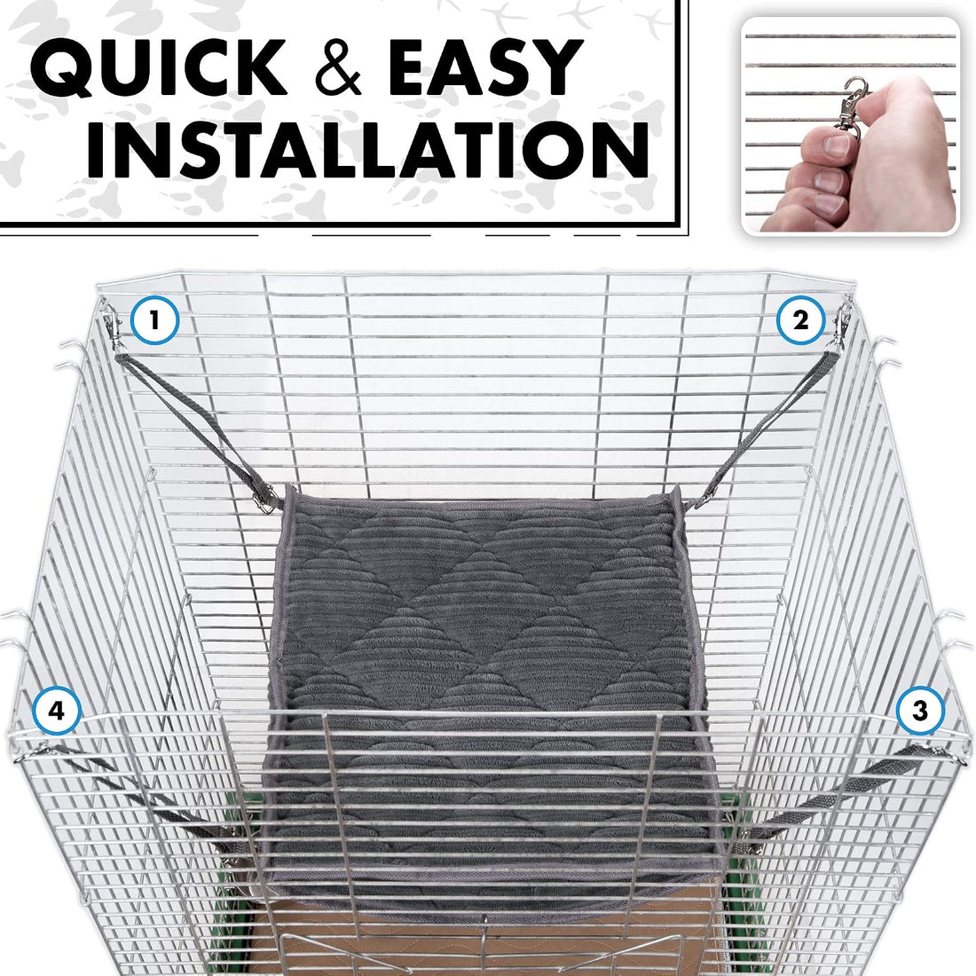 Ferret Hammock for Cage - Plush Double Bunk Bed Hanging Clips