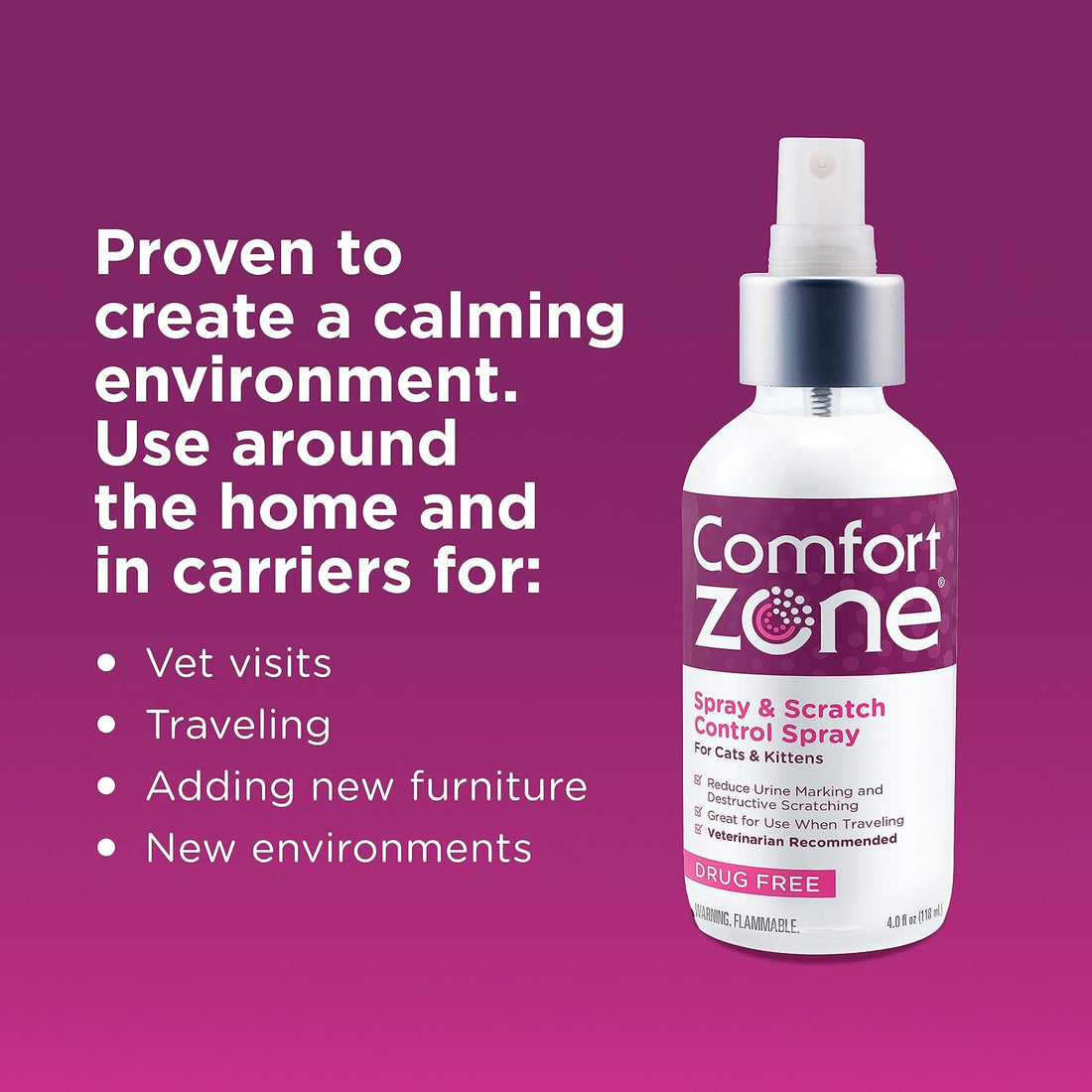 Comfort Zone Cat Calming Spray for Kittens & Cats, 59mL