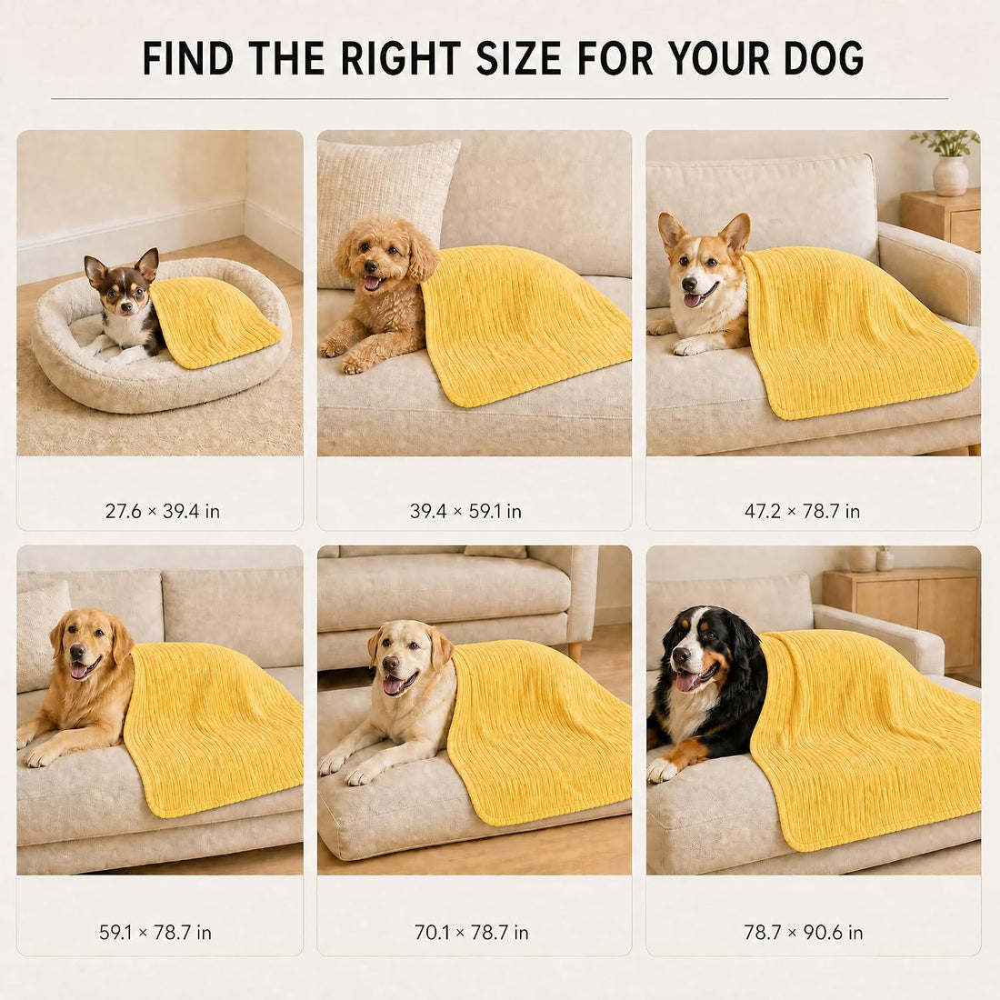 Emotional Support Blanket Yellow for Dogs Security Blanket