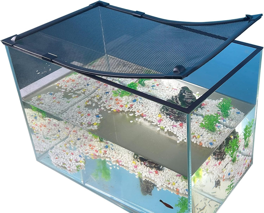 Magnetic Fish Tank Mesh Lid with Feeding Window, 39"x19"