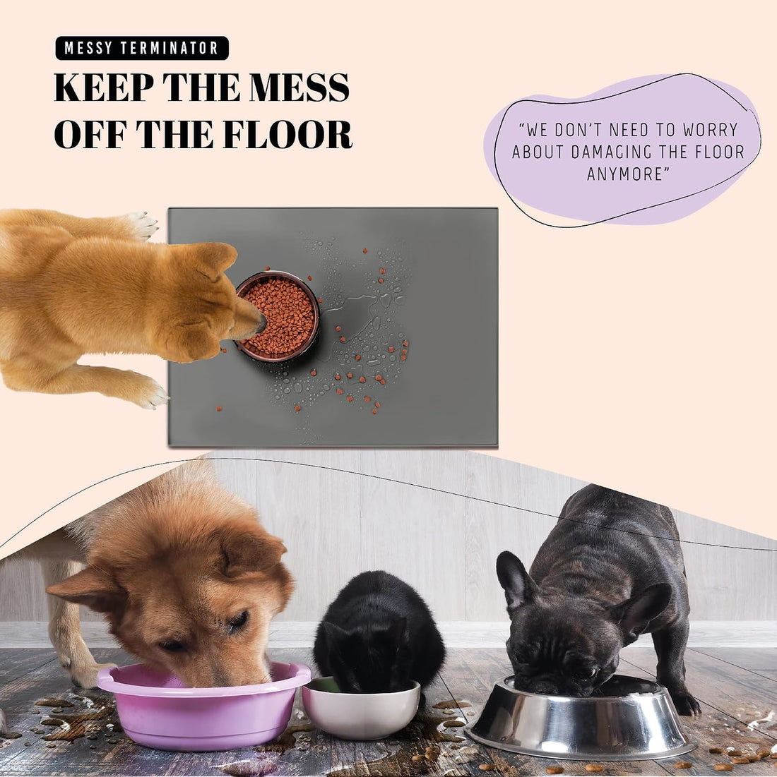AVERYDAY 100% Waterproof Thicker Silicone Dog Food Mat