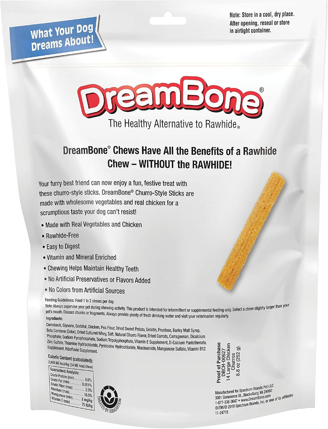 DreamBone Churro-Style Sticks Rawhide-Free Dog Treats, 14 Count