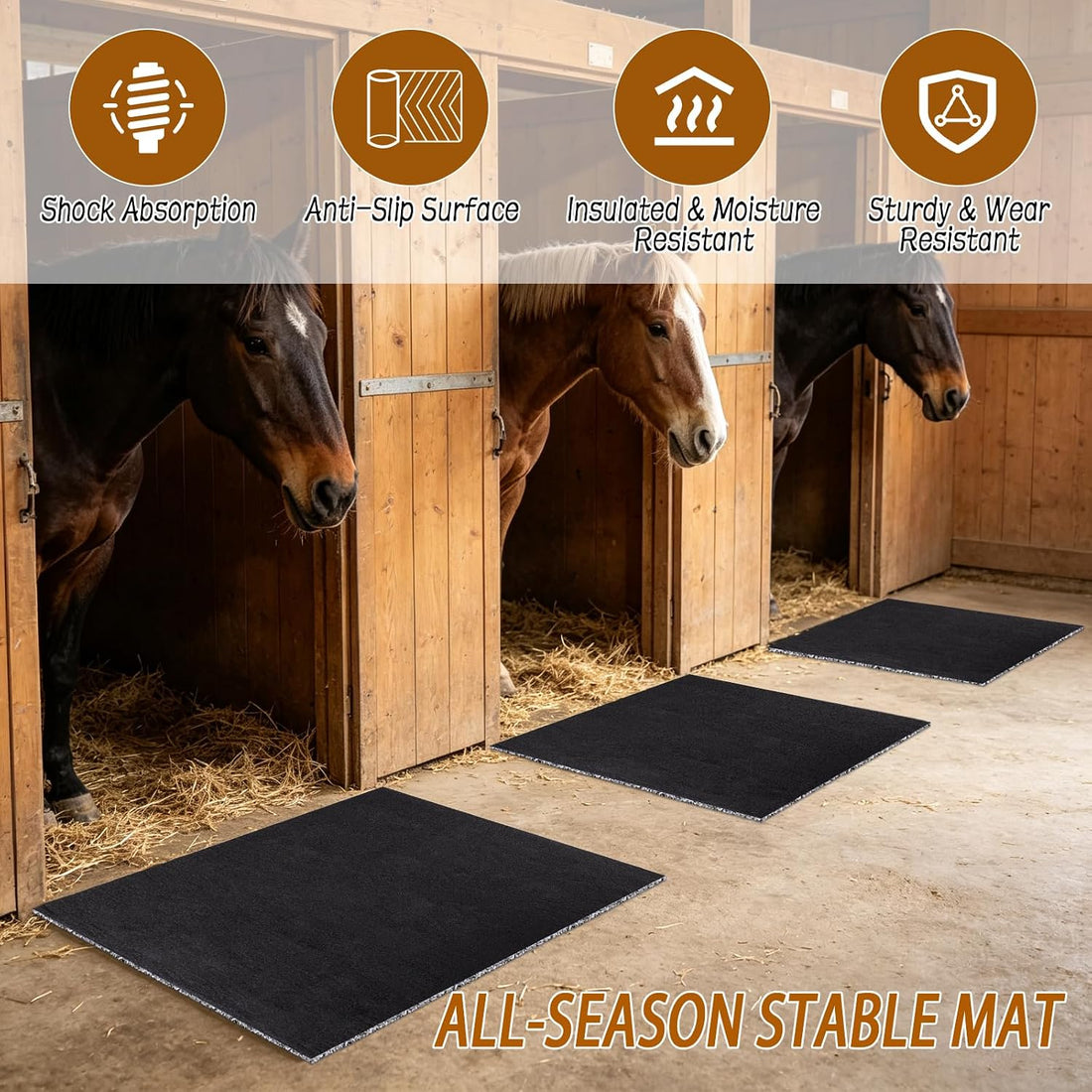 Rubber Horse Stall Mat 4 x 6 Ft